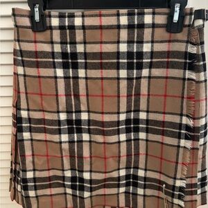 Source Unknown Tan Plaid Mini Skirt